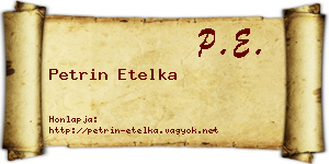 Petrin Etelka névjegykártya